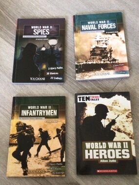 Scholastic World War II Book Lot - Green, Black, Tan, Blue Covers